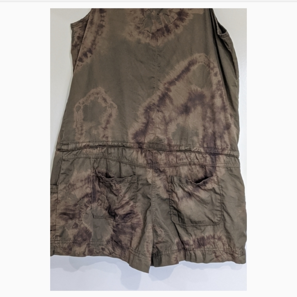 Mudd Khaki Button Front Custom Tie-Dye Romper - image 7